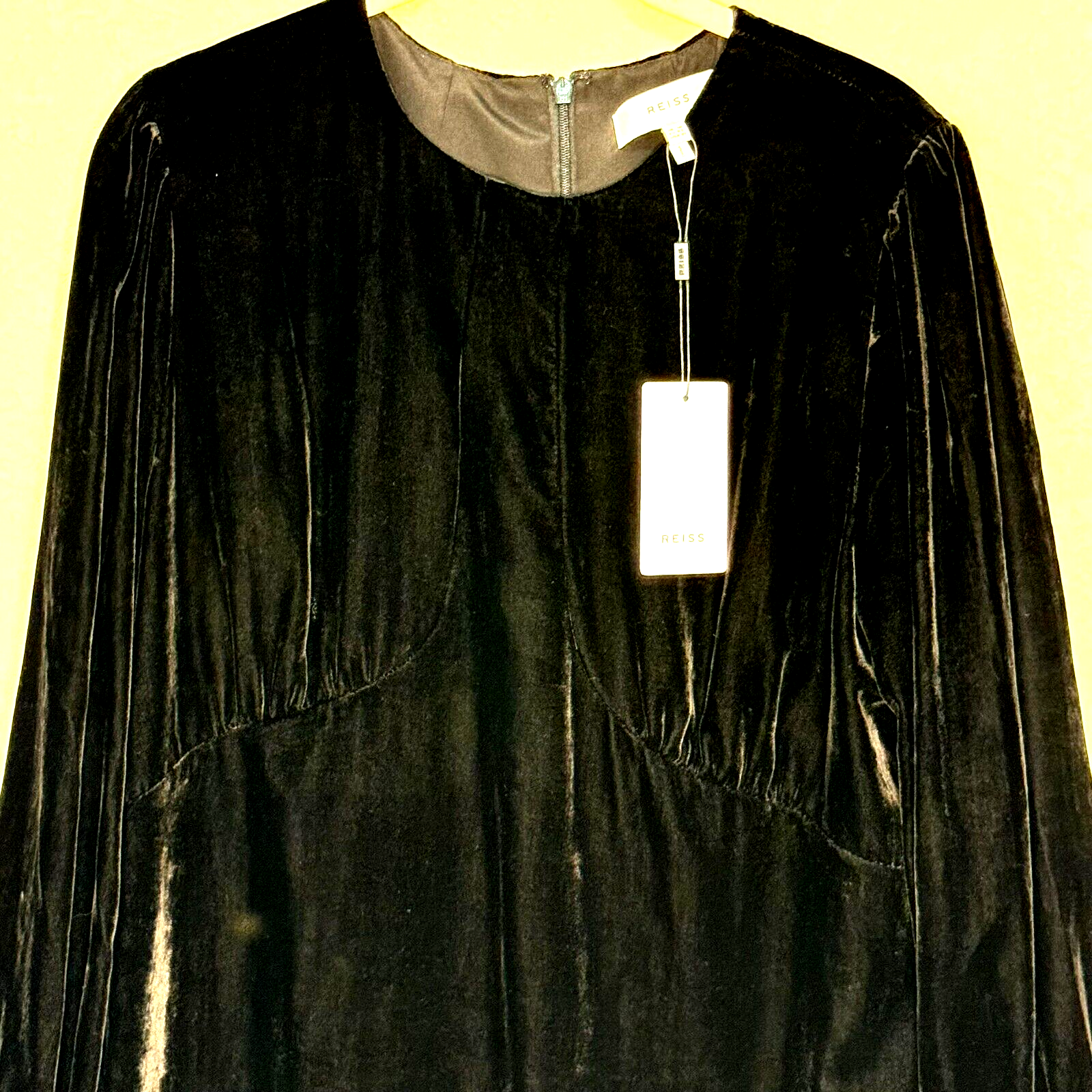 REISS NEW Bianca Black Velvet Mini Dress US Size 10 $345