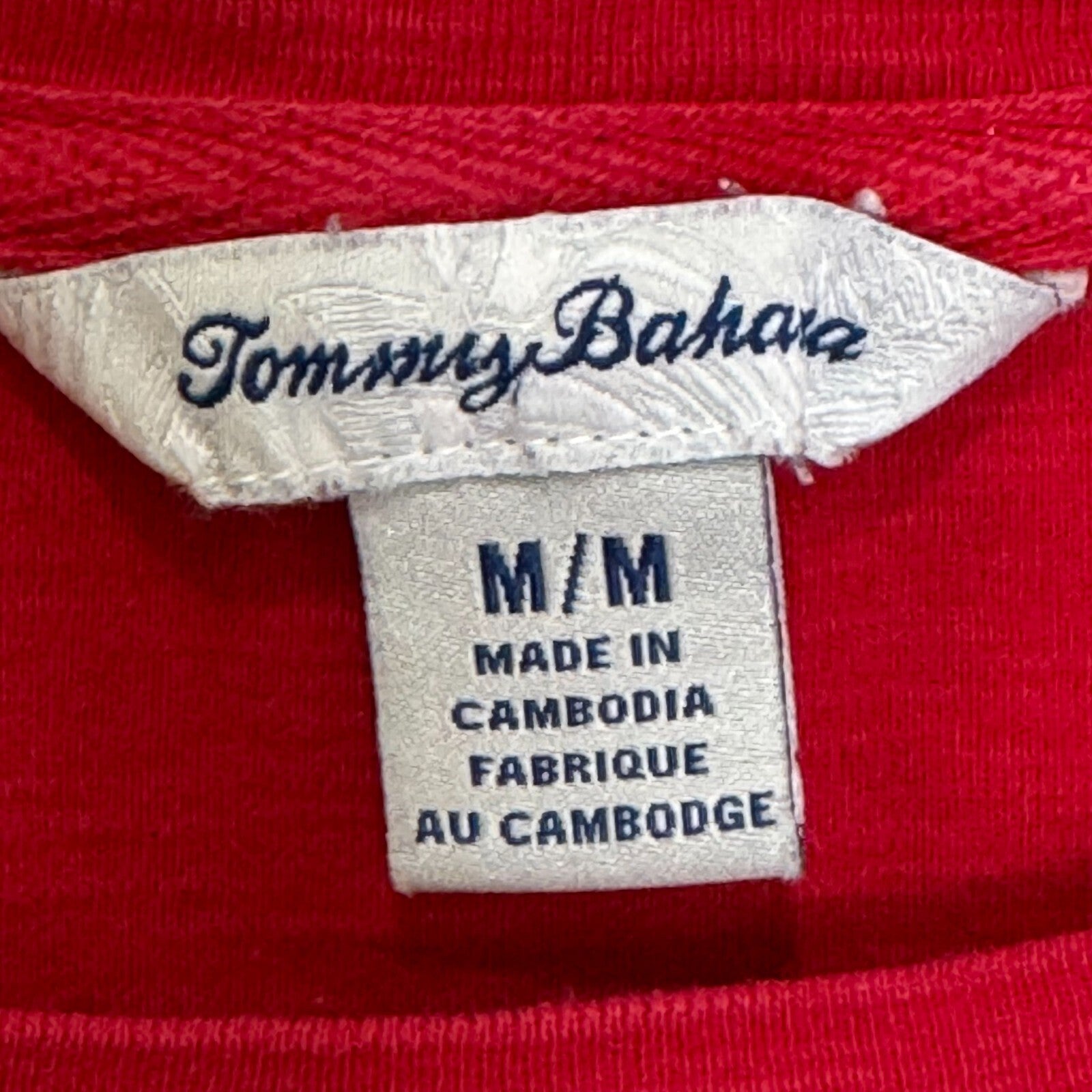 Tommy Bahama Ashby Isle T-Shirt Top Women Size Medium Red Coastal 3/4 Sleeve