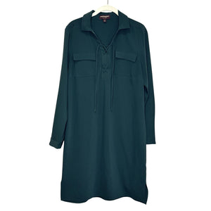 Johnston & Murphy Dress Womens Small Green Long Sleeve Lace Up Tunic Pockets