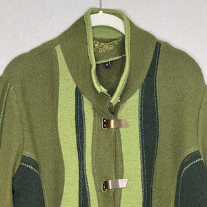 Icelandic Design Nordic Wool Cardigan Sweater Size Medium Green Metal Toggle