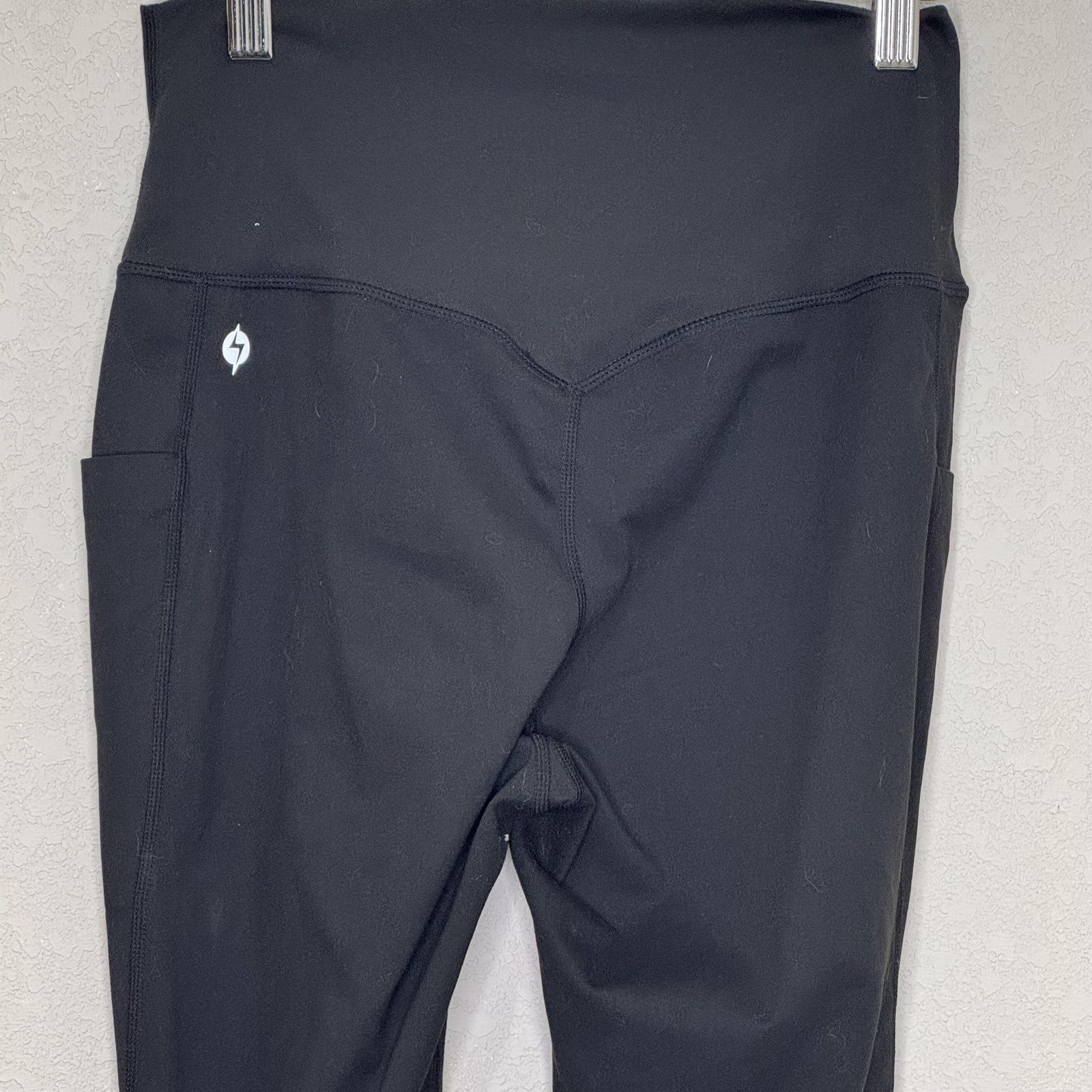 POPFLEX Pants Womens Medium Black Magical Flare Yoga Crossover Waist Pockets