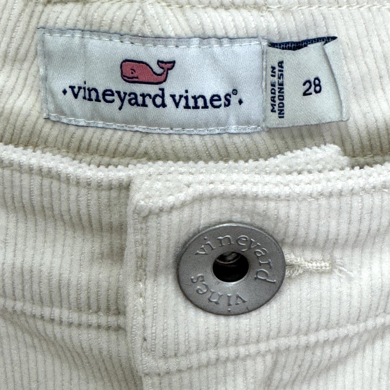 Vineyard Vines Pants Womens 28 Corduroy High Rise Ankle Raw Hem Ivory 2P001366