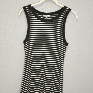 Z Supply Dress Womens Small Black White Striped Sleeveless Maxi Tank Stretch