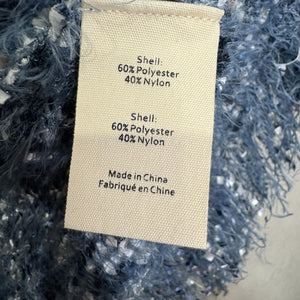 L'AGENCE Sweater Womens Large Blue Boucle Fringe Open Cardigan Jacket S8861NLQ