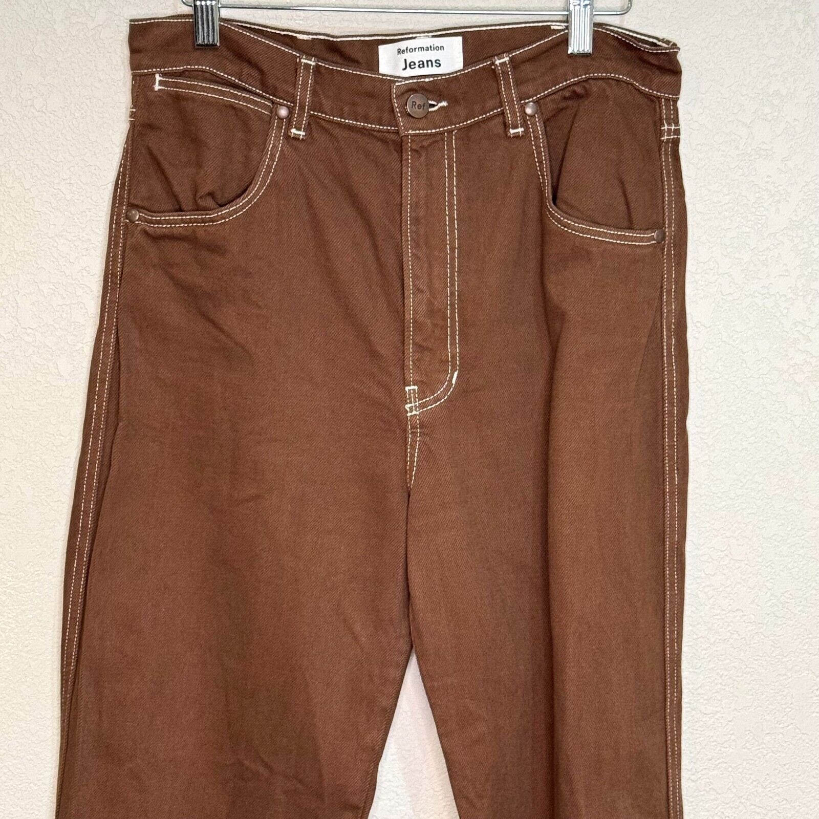 Reformation Brown Cowboy High Rise Straight Jeans Pants Size 29