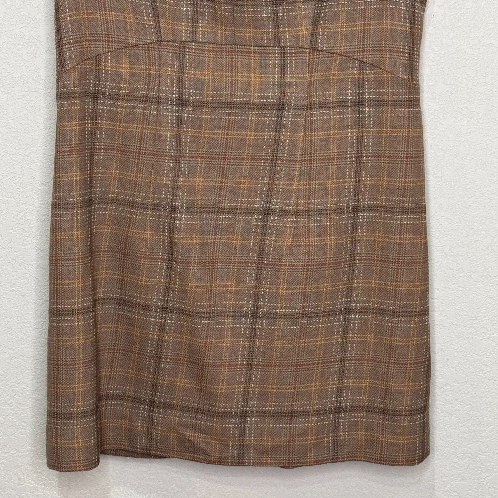 Pendleton Shift Dress Size 10 $198 Brown Plaid Wool Blend Sleeveless