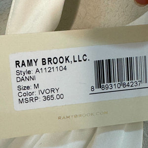 Ramy Brook White Danni Mock Neck Feather Blouse Top Size Medium NEW $365