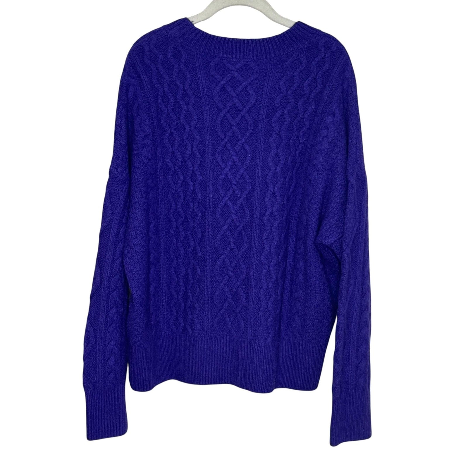 Favorite Daughter Sweater Womens Medium Purple Cable Merino Cashmere Crewneck