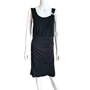 Biacci Black Gold Ring Ruched Knit Dress Size Medium NEW $105