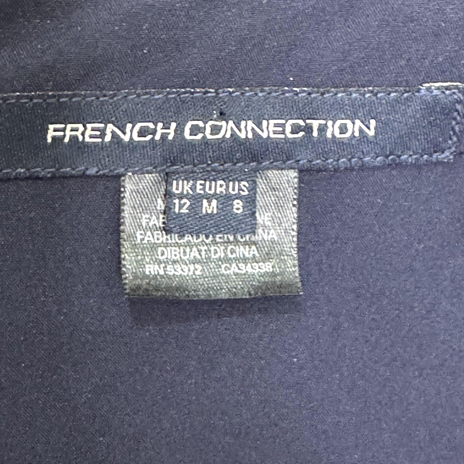 French Connection Dress Medium Whisper Navy Blue Short Sleeve Work Office Career