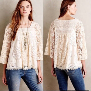 Anthropologie Vanessa Virginia Prosody Lace Blouse Size Large