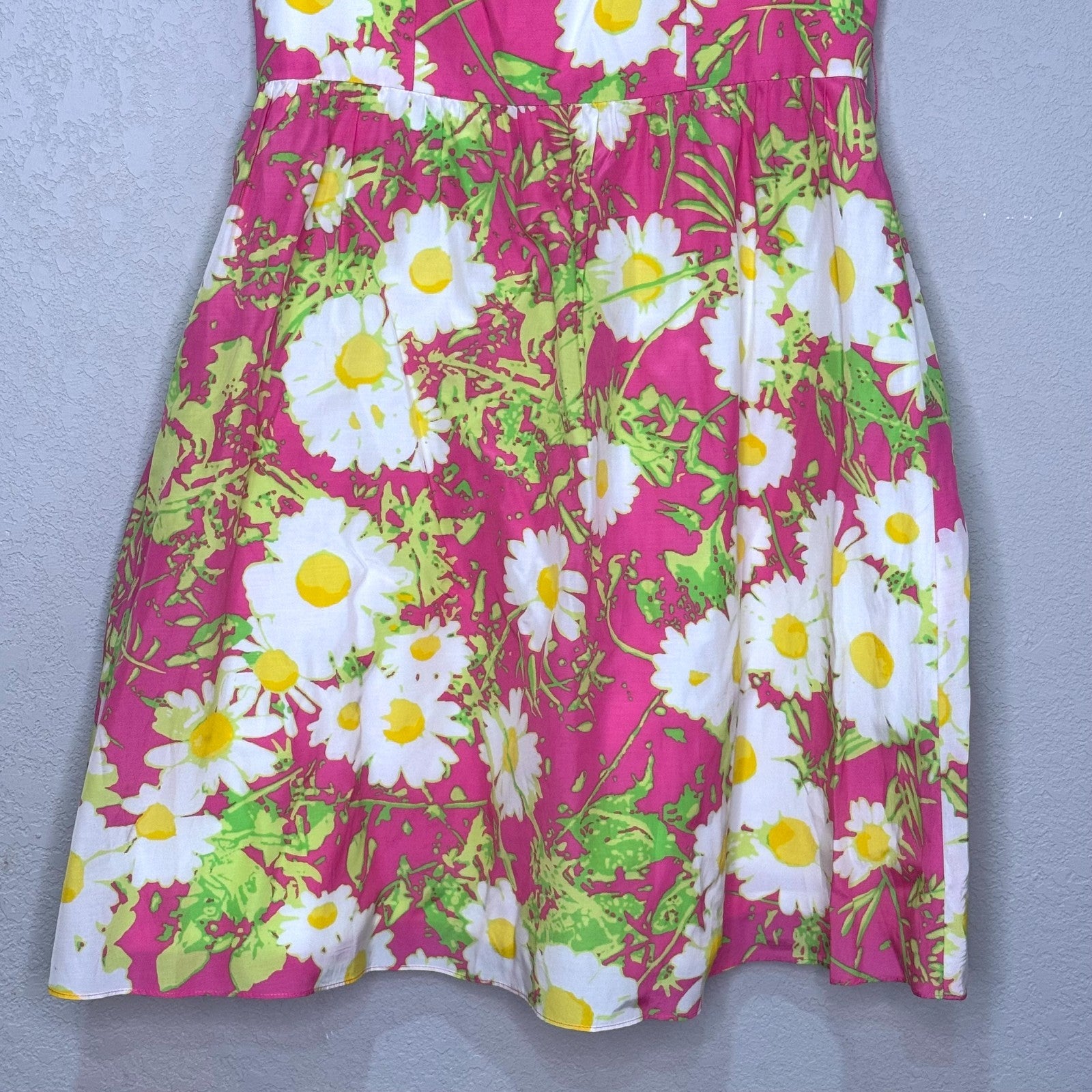 Lilly Pulitzer Briddie Strapless Dress Size 8 Daisy Floral Sundress Retro Mod