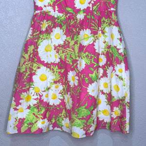 Lilly Pulitzer Briddie Strapless Dress Size 8 Daisy Floral Sundress Retro Mod