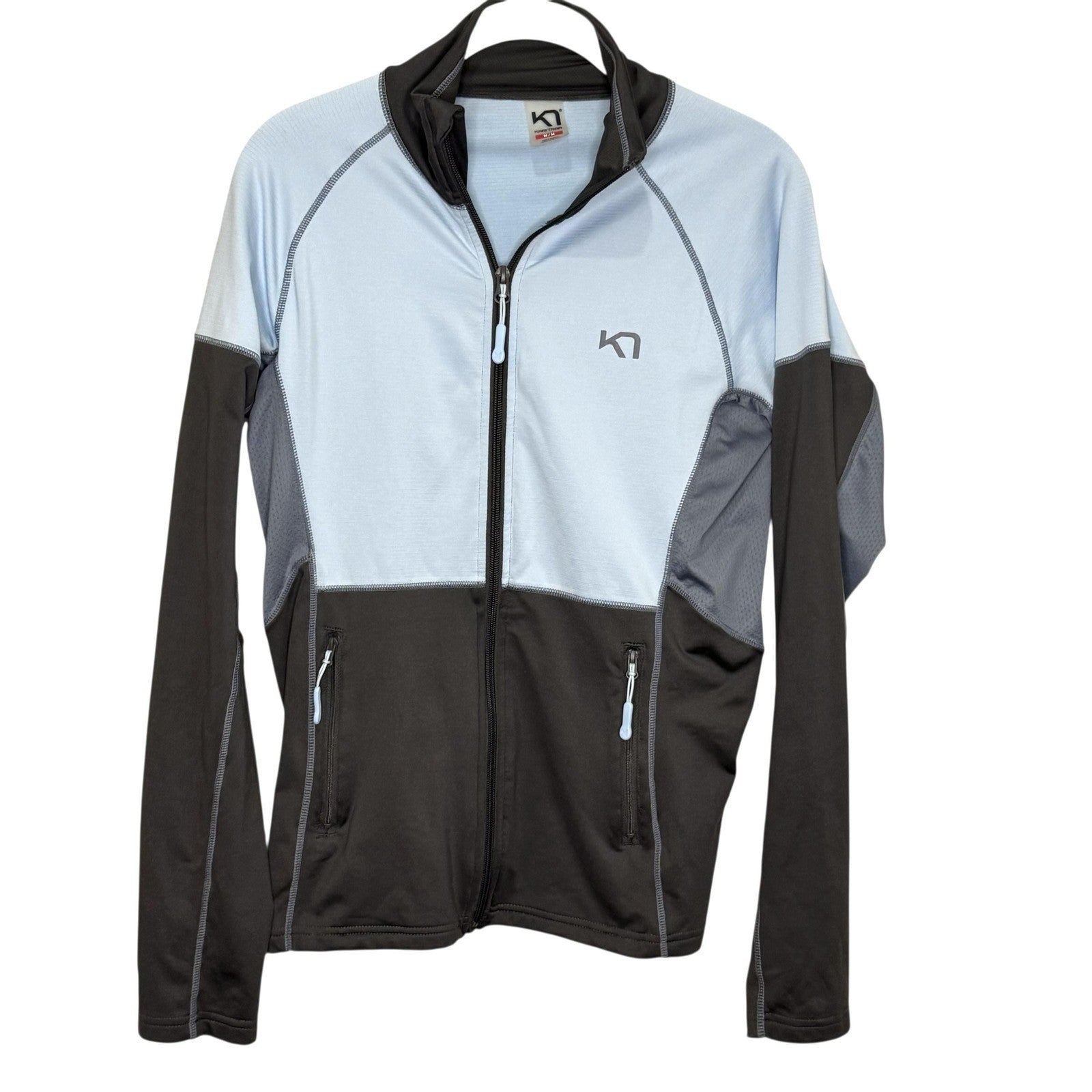 Kari Traa Jacket Womens Medium Light Blue Gray Full Zip Athletic Running 622174