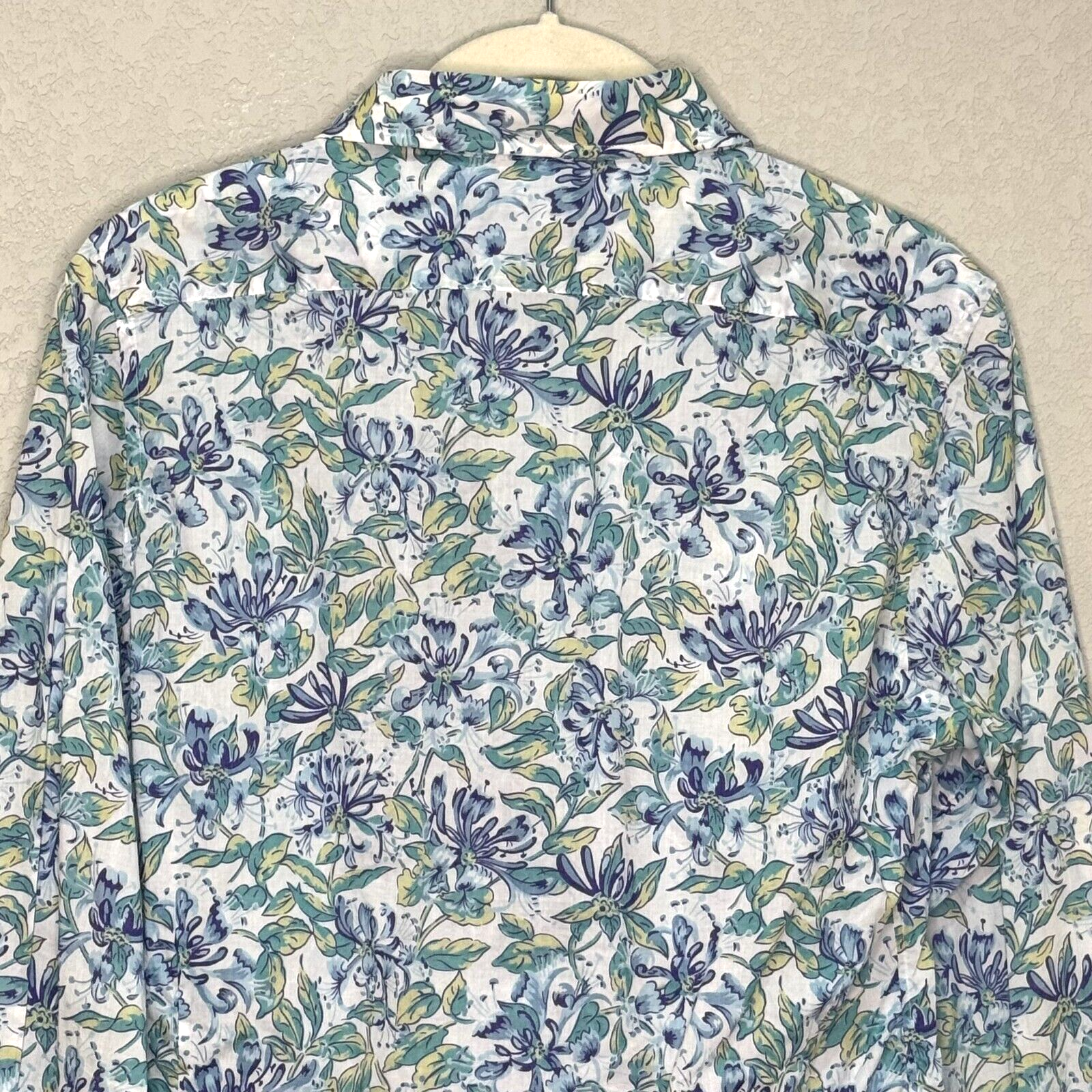 Holland & Holland London Button Down Shirt Womens US Size 10 Blue Floral