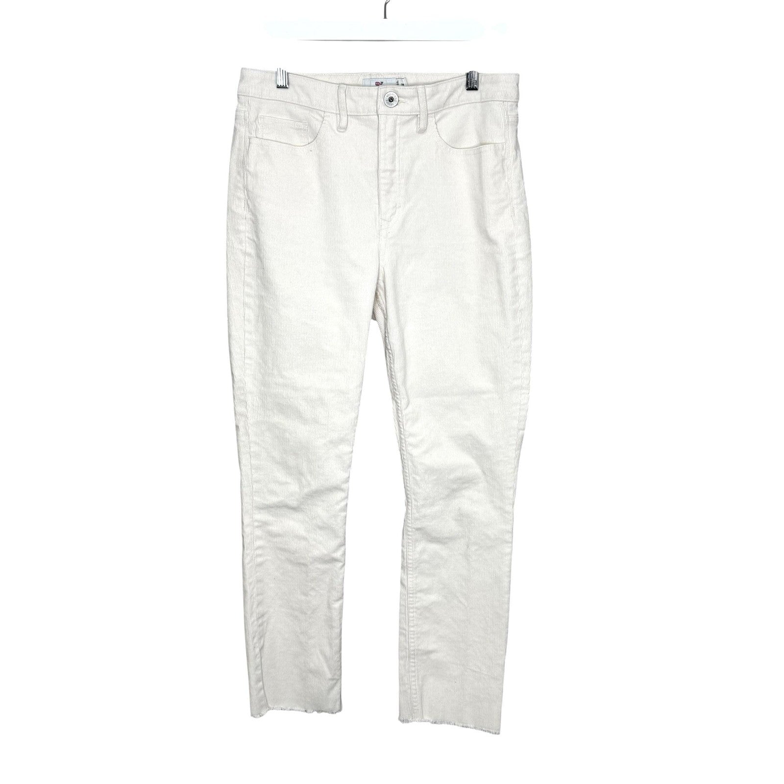 Vineyard Vines Pants Womens 28 Corduroy High Rise Ankle Raw Hem Ivory 2P001366