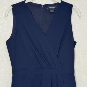 Club Monaco Dress Womens 6 Navy Blue V-Neck Wrap Sheath Lined Zip Back Office