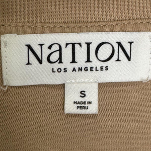 Nation Los Angeles Womens Small Tan Button Front Cardigan Pima Cotton