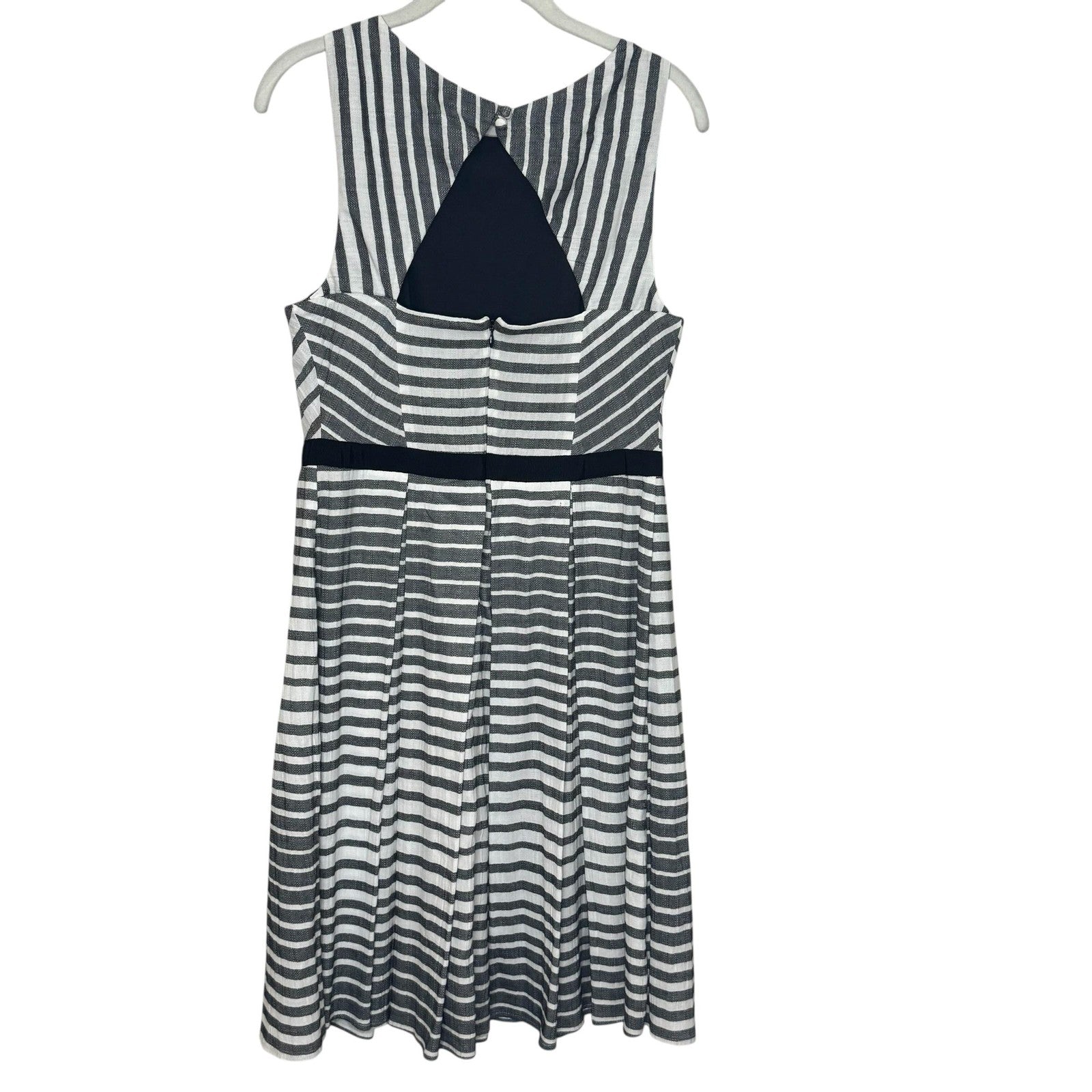 Eva Franco Dress Womens 10 Black White Striped Fit Flare Sleeveless Cotton USA