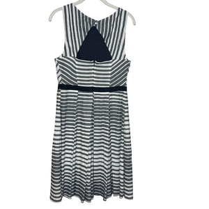 Eva Franco Dress Womens 10 Black White Striped Fit Flare Sleeveless Cotton USA