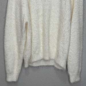 Z Supply Sweater Womens Small White Fuzzy Textured Pullover Crewneck Soft Cozy