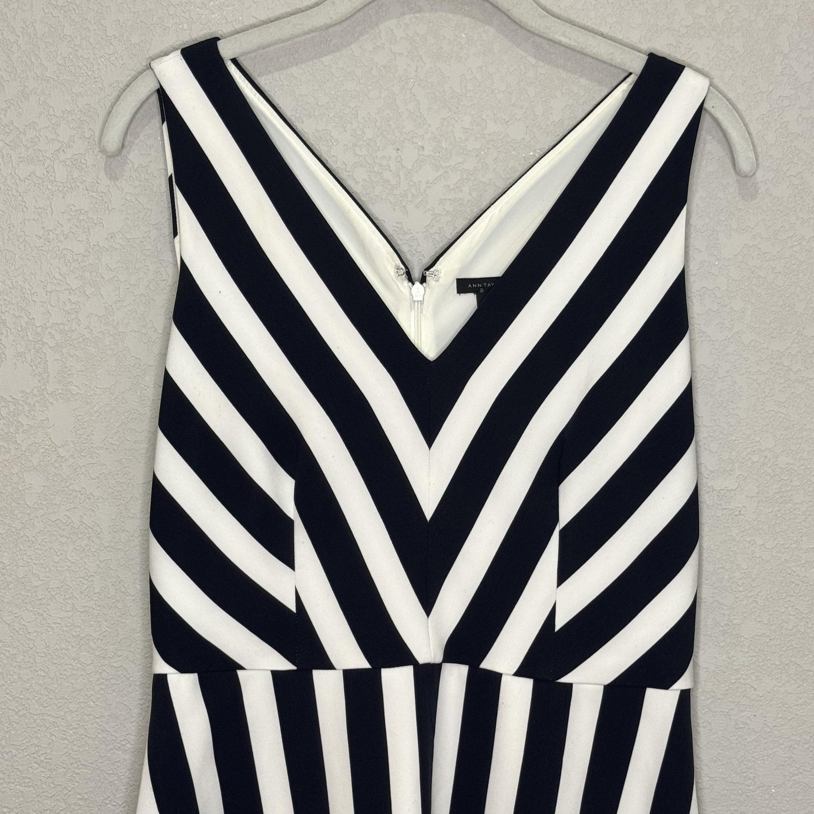 Ann Taylor Dress Womens 4 Blue White Striped Sleeveless Midi V Neck Lightweight