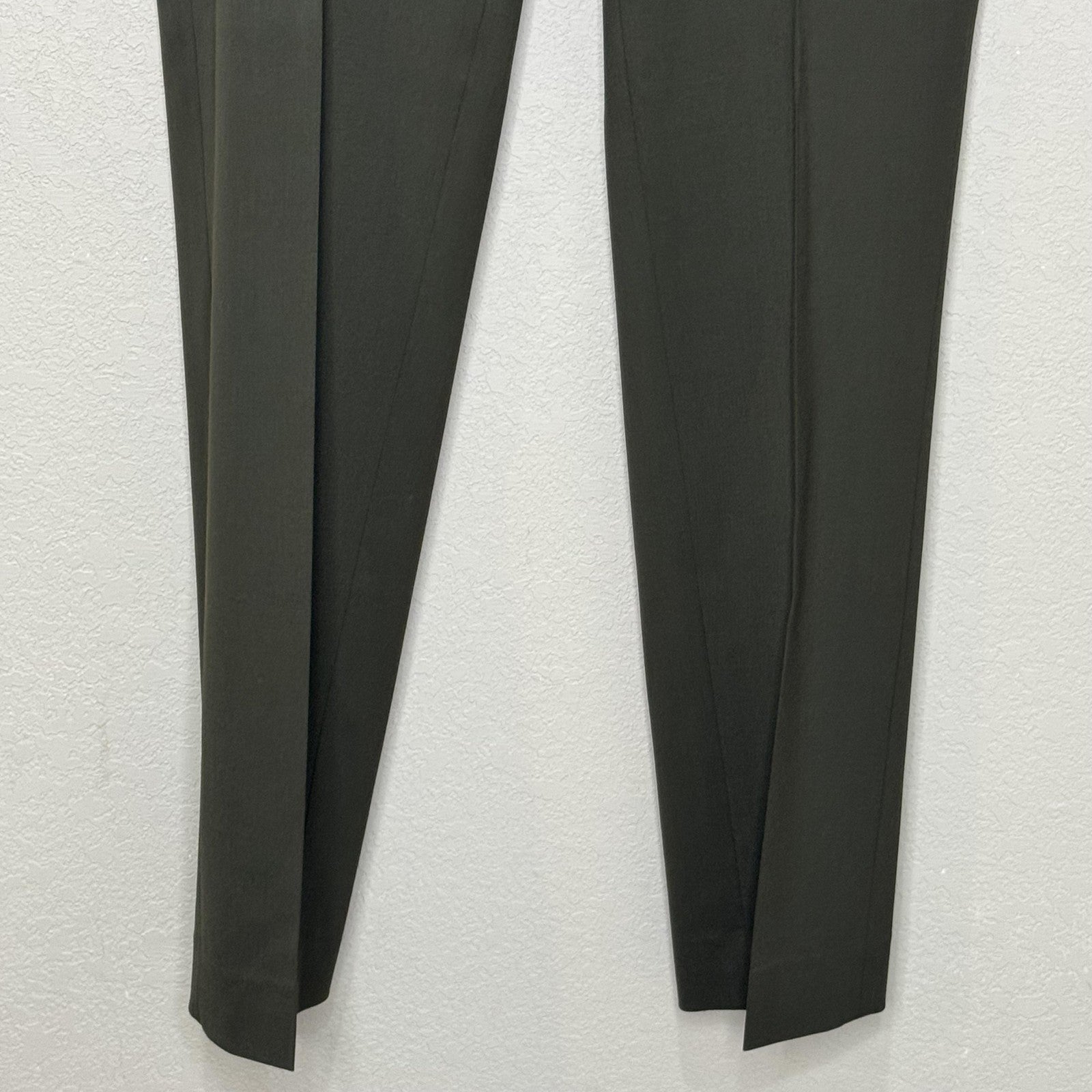 Lafayette 148 New York Pants Womens 4 Olive Green Virgin Wool Stretch Tailored
