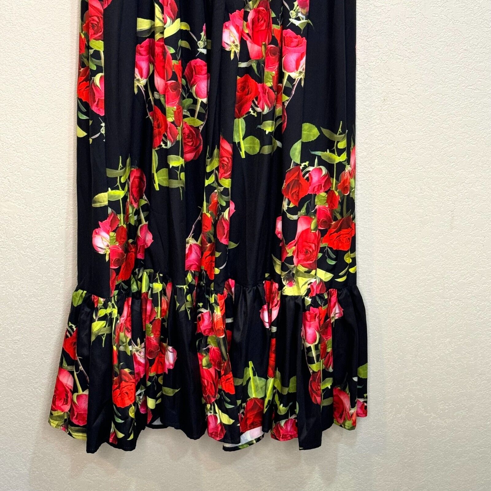 Kaimilan Women Black Floral Ruffle Maxi Dress Size 10 NEW $251