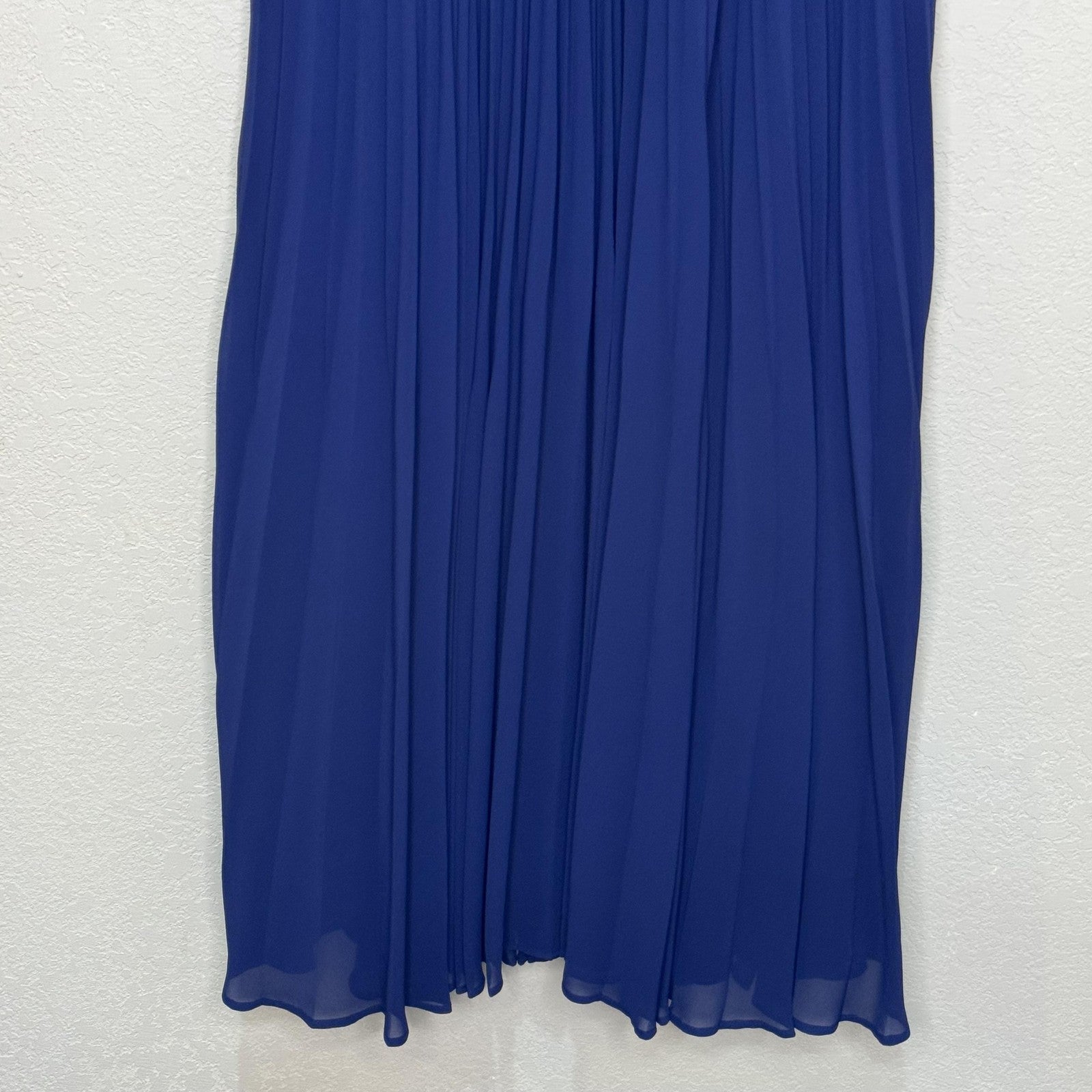 Escada Dress Womens 40 Blue Black Pleated Midi Sleeveless A-Line Elegant Formal