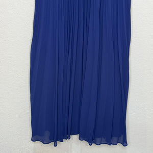 Escada Dress Womens 40 Blue Black Pleated Midi Sleeveless A-Line Elegant Formal
