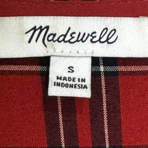 Madewell Studio Ruffle-Hem Top in Clanton Red Plaid Size Small