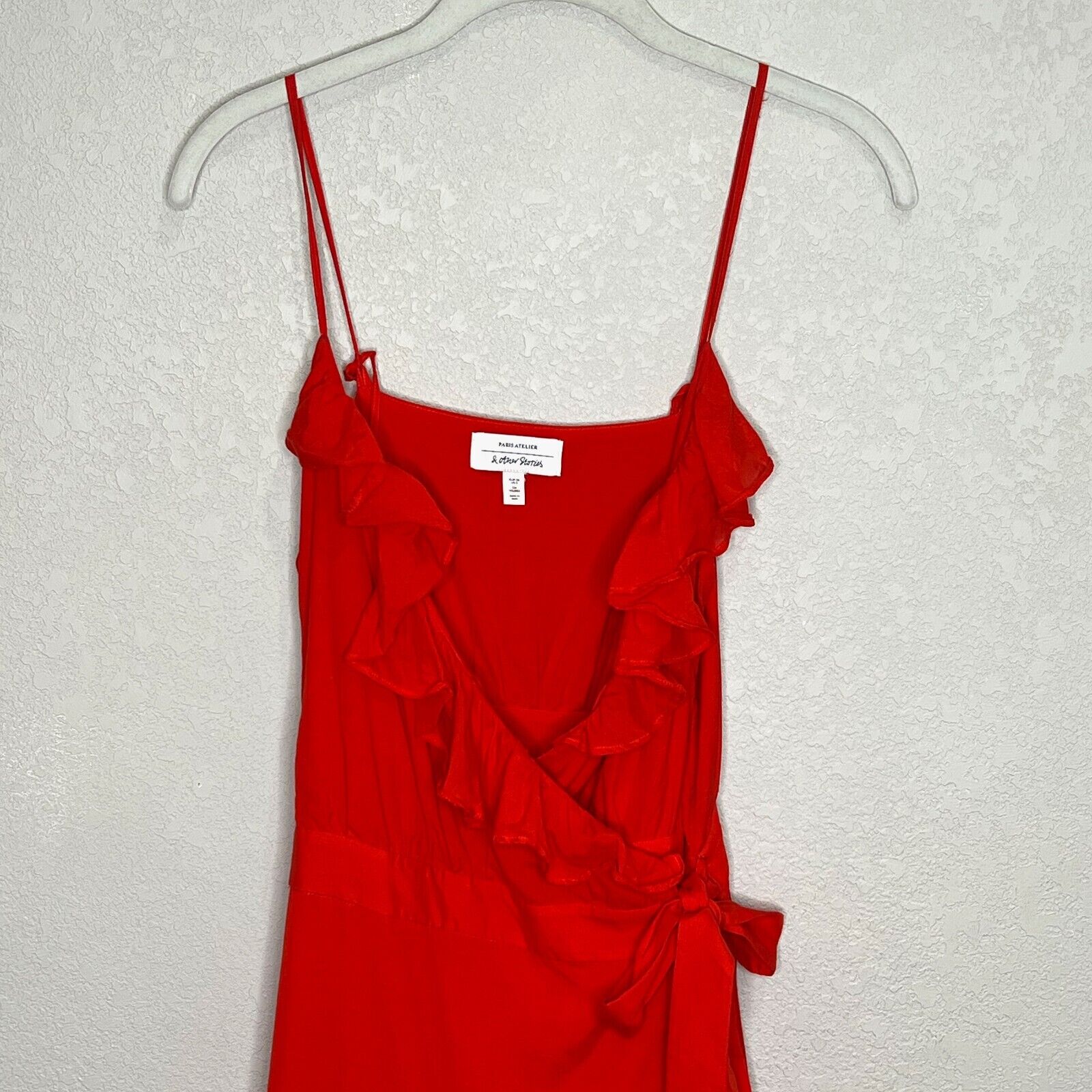 & Other Stories Red Ruffle Wrap Dress Size Size 8