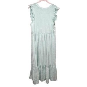 Sundry Dress Womens Size 3 Large Mint Green Ruffle Maxi Sleeveless Made USA