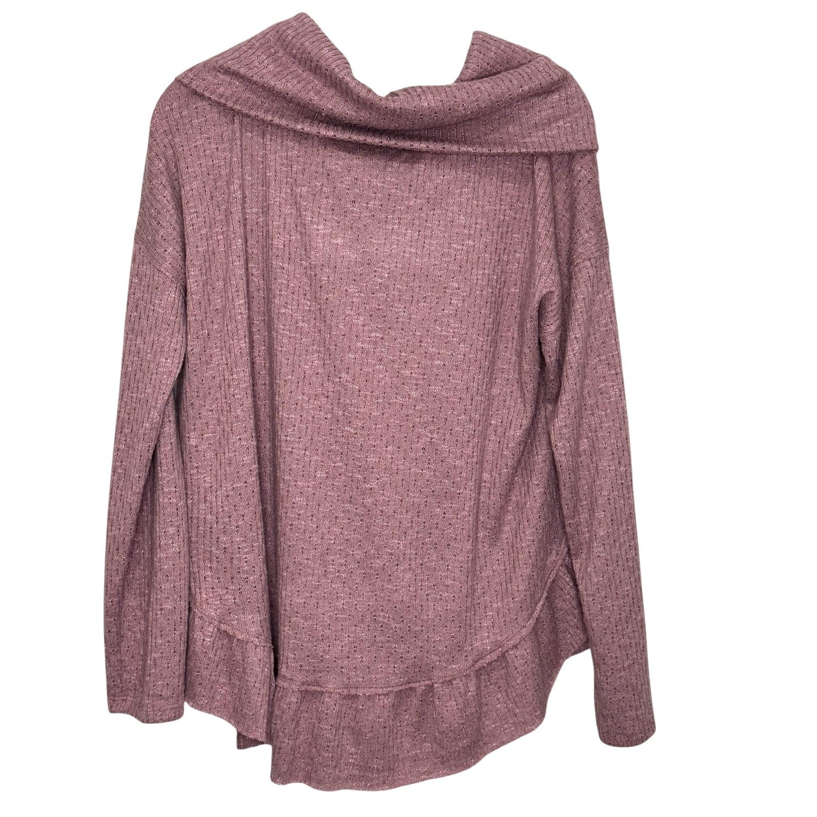 Maeve by Anthropologie Sweater Womens Small Mauve Cowl Neck Ruffle Hem Pullover