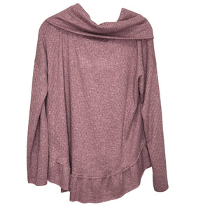 Maeve by Anthropologie Sweater Womens Small Mauve Cowl Neck Ruffle Hem Pullover