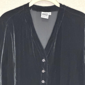 Johnny Was Collection Sweater Womens Medium Velvet Cardigan Burnout Hem Made USA
