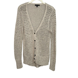 Eileen Fisher Beige Neutral Open Knit Button Cardigan Sweater Size Medium