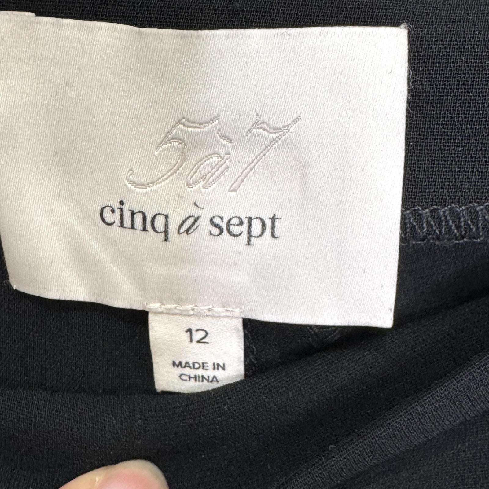 Cinq à Sept Pants Womens 12 Black High Rise Cropped Trousers Stretch Wide Leg