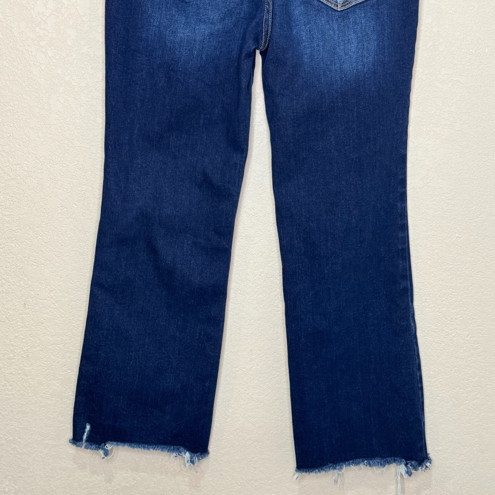 Risen Jeans Womens 28 7 High Rise Slim Straight Crop Jean Blue Denim Stretch