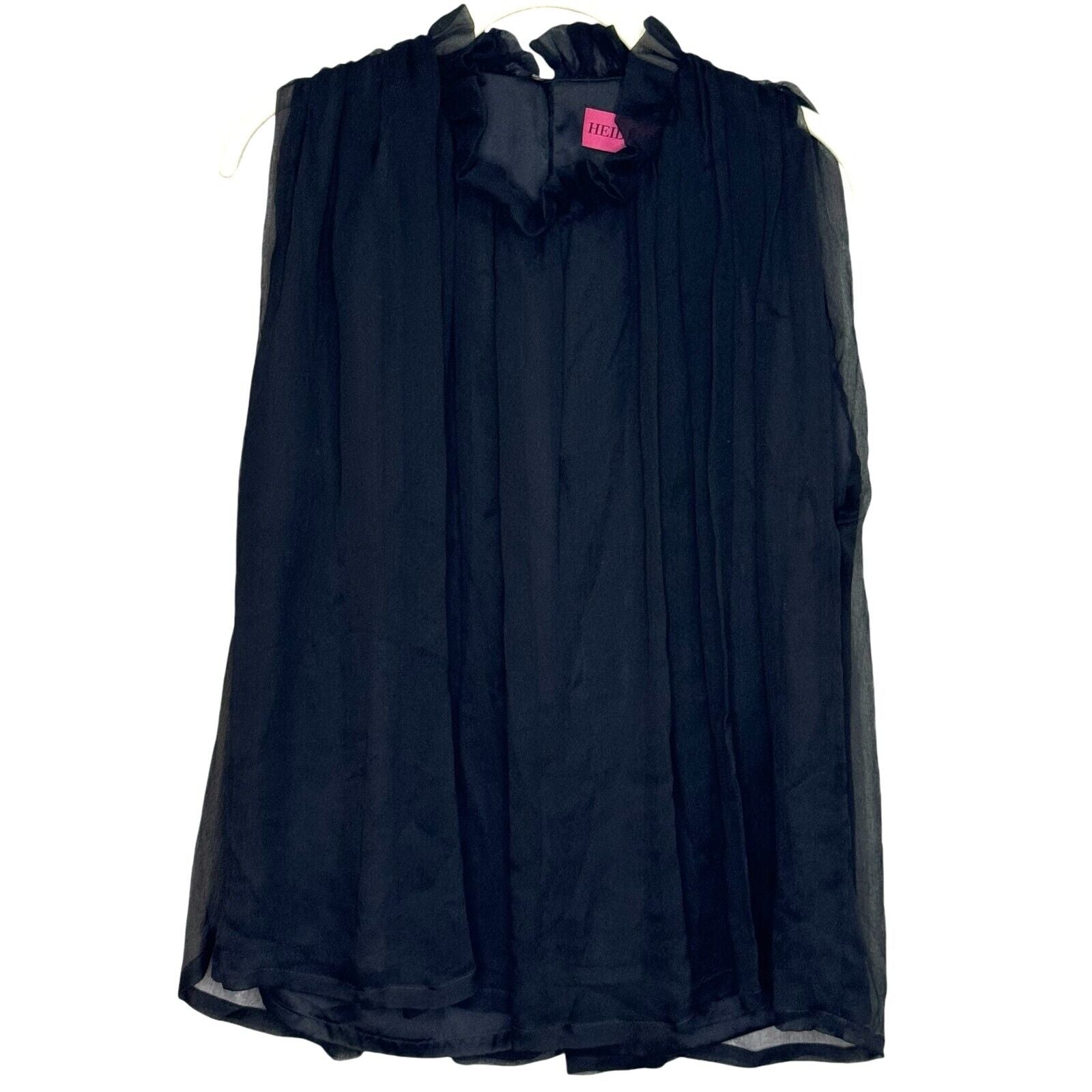 Heidi Merrick NEW Black Sleeveless Chiffon Swing Top Blouse Size Medium $187