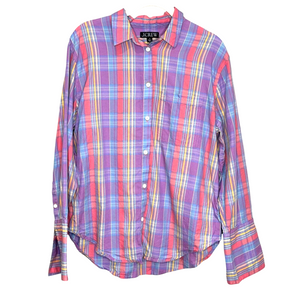 J. Crew Garçon Cotton Voile Shirt Size 10 Sunset Plaid Button Up