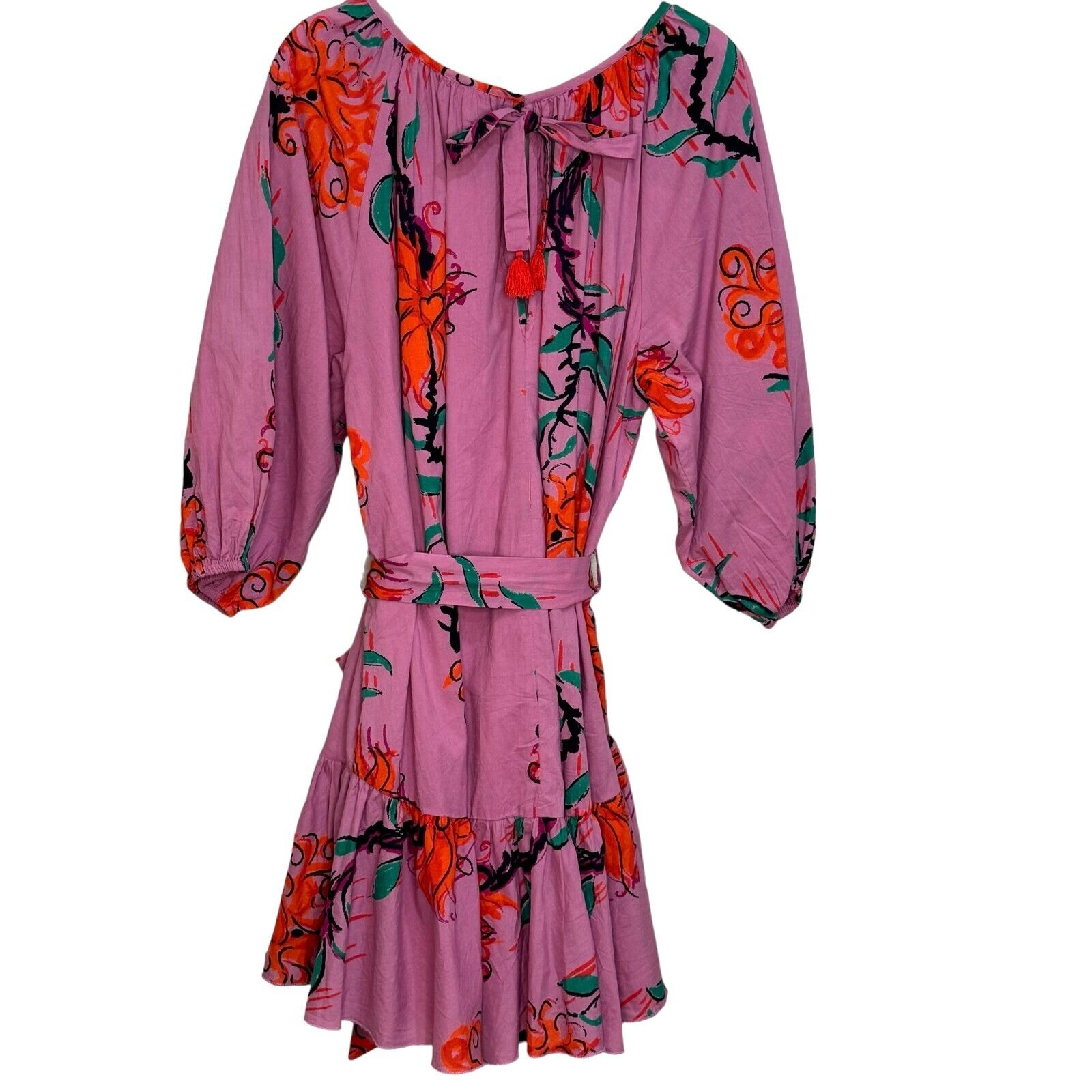 Ro's Garden Barcelona Pink Vera Cover Up Mini Dress Size Medium NEW $165