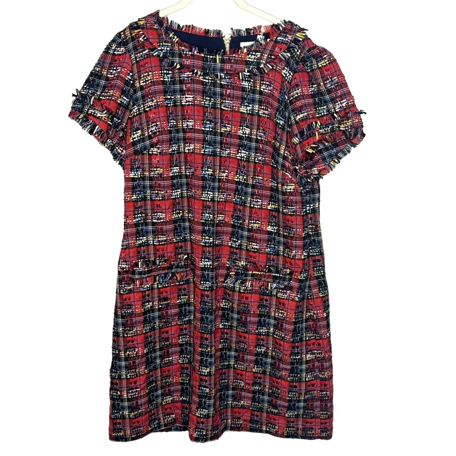 STS Sail to Sable NEW Red Holiday Plaid Shift Dress Size 12 $268