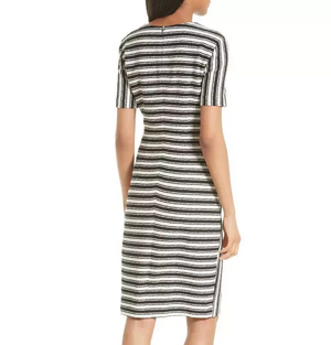 HUGO BOSS NEW Haripela Stripe Ribbed Knit Stretch Sheath Dress Size 6 $545