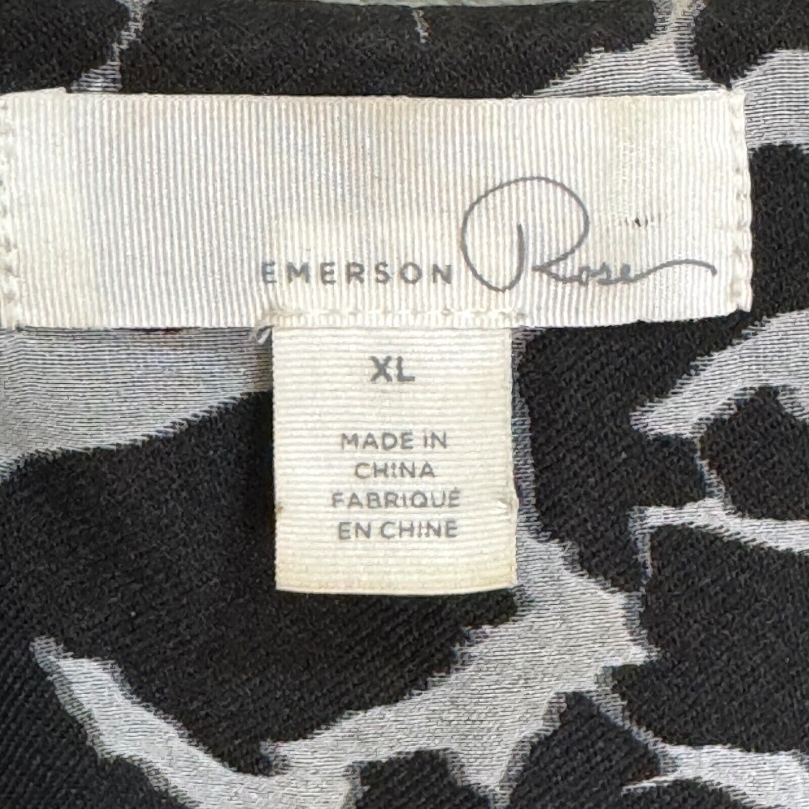 Emerson Rose Black White Floral Jacquard Topper Jacket Size XL