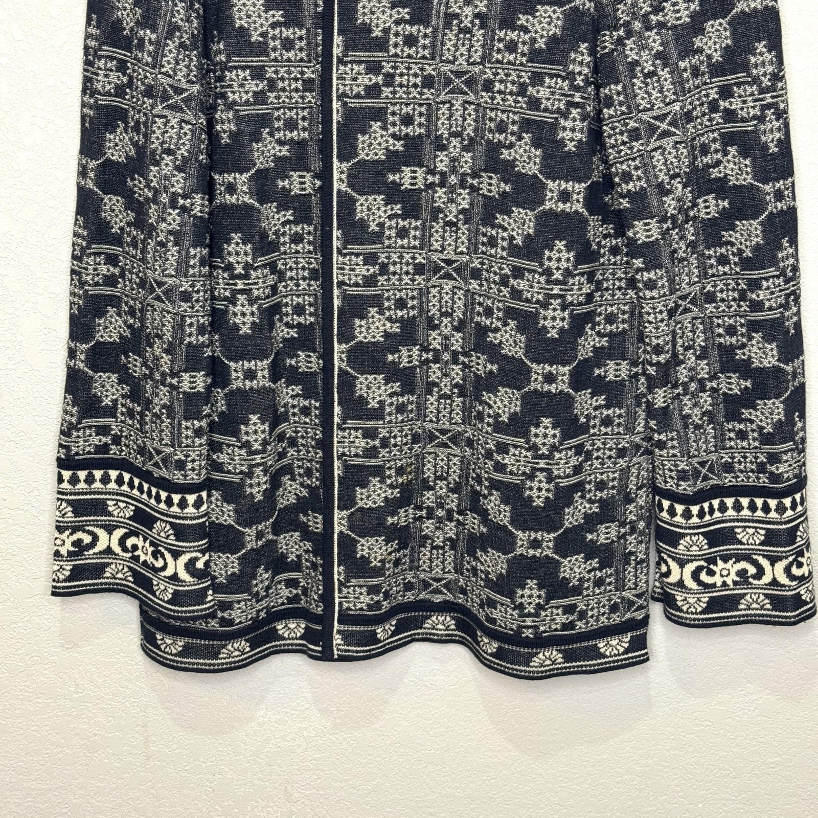 Peruvian Connection Sweater Womens XL Black Cream Pima Cotton Tunic Boho Knit