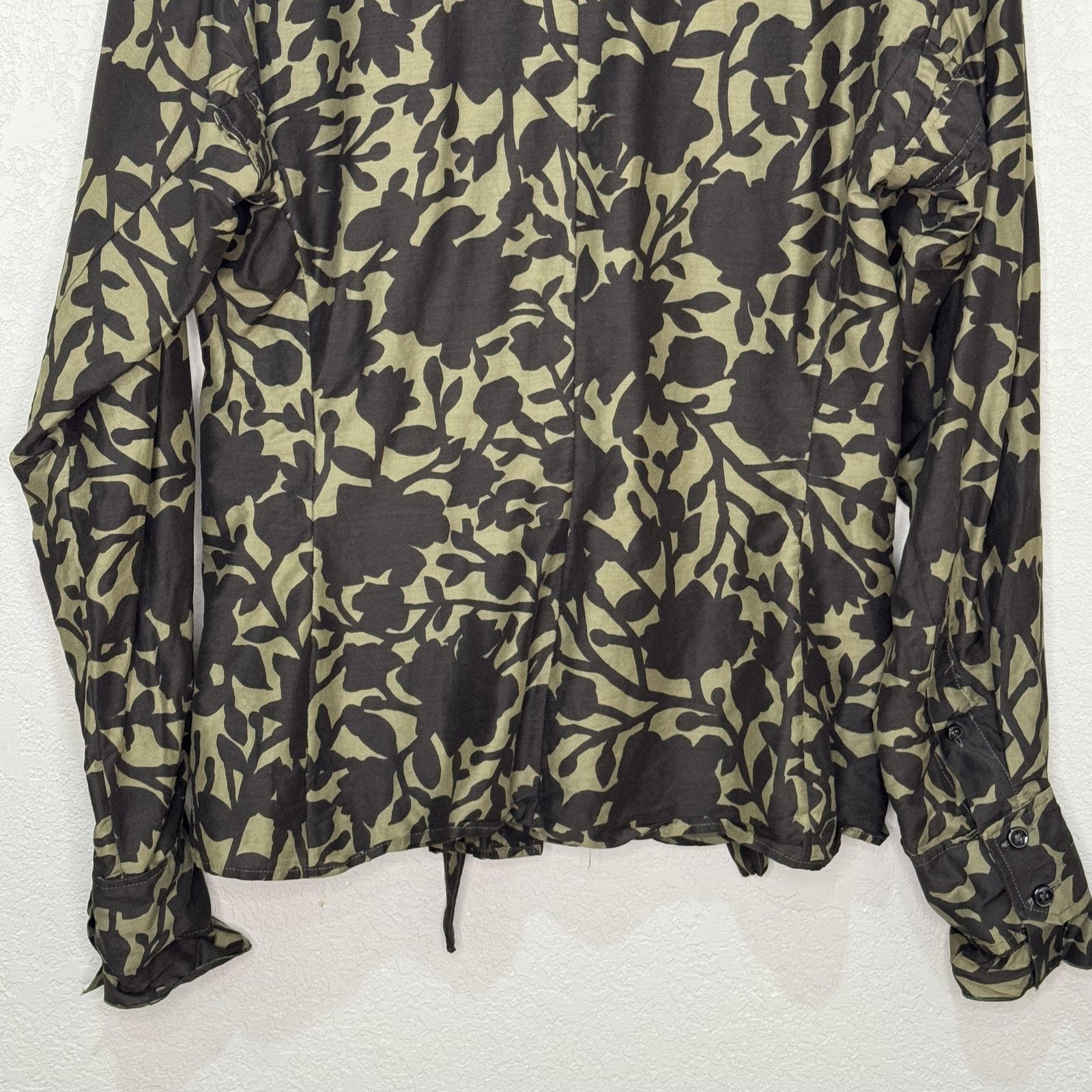 Vtg Yves Saint Laurent Shirt Size 38 Floral Print Silk Tie Waist Designer Blouse