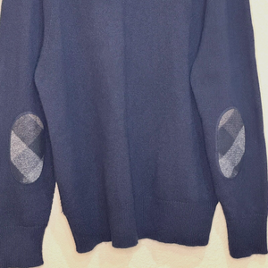 Burberry Brit Mens Navy Blue Cashmere Plaid Patch Elbow Sweater Size Large