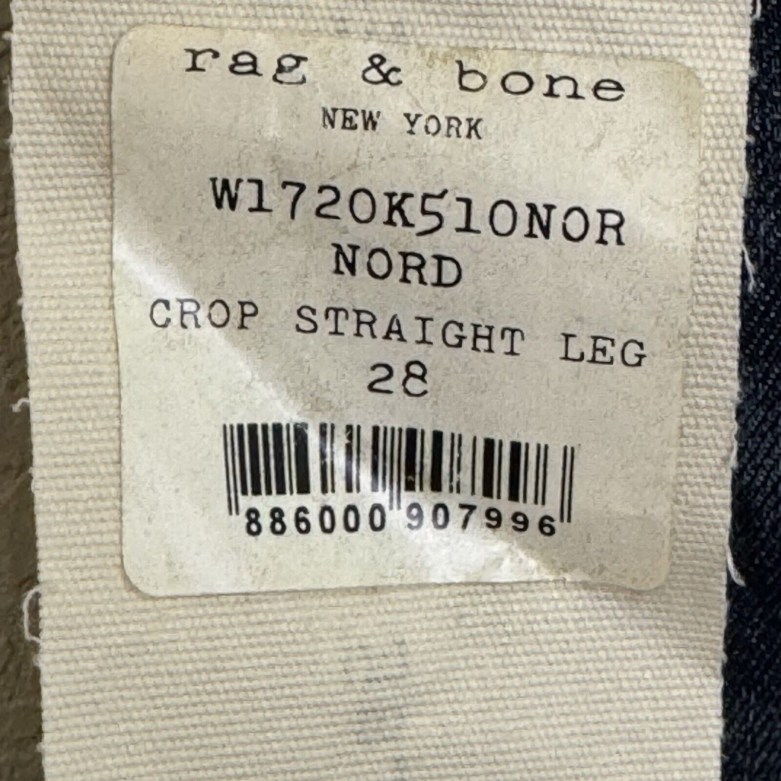 Rag & Bone NEW Dark Wash Straight Leg Crop Jeans Size 28 $225