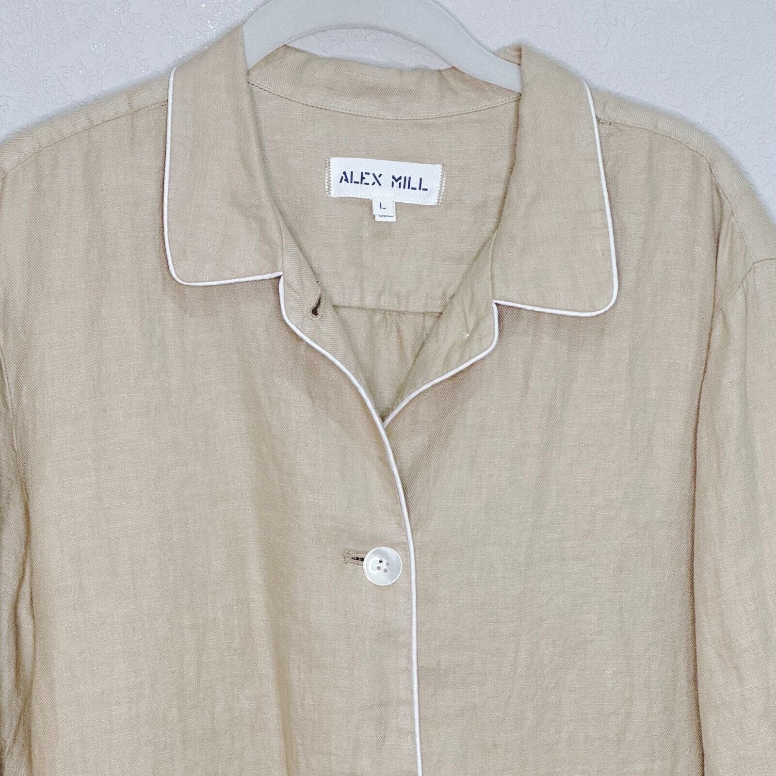 Alex Mill Polly Shirt in Vintage Khaki Linen Size Large